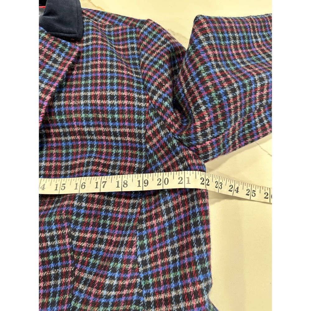 Talbots Plus Size 14W Wool Blend Plaid Blazer Velvet Collar Multi-Color Jacket - Picture 5 of 6